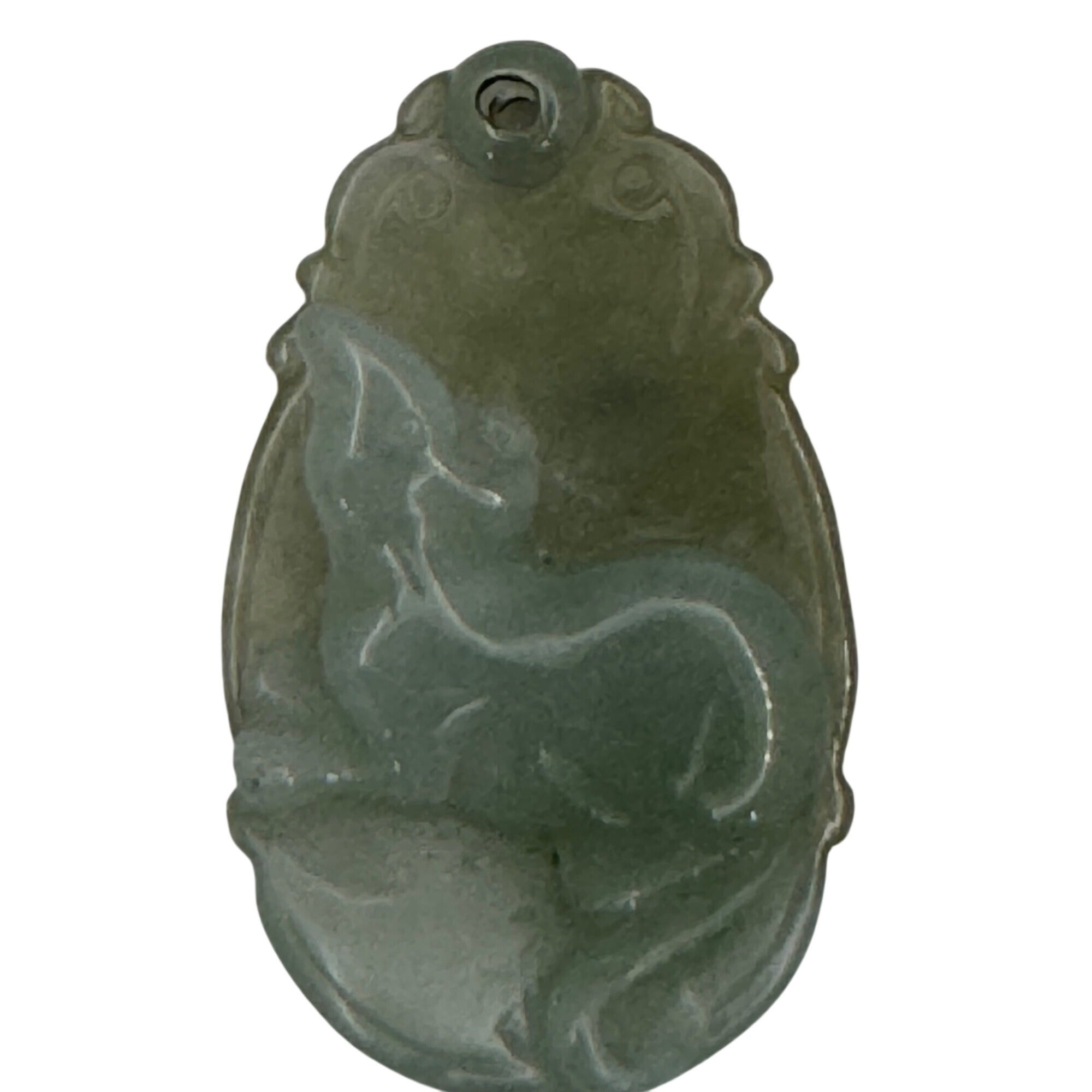 Vintage Carved Green Jade Rat Mouse Pendant - Chinese Zodiac Lucky Amulet 1.5"