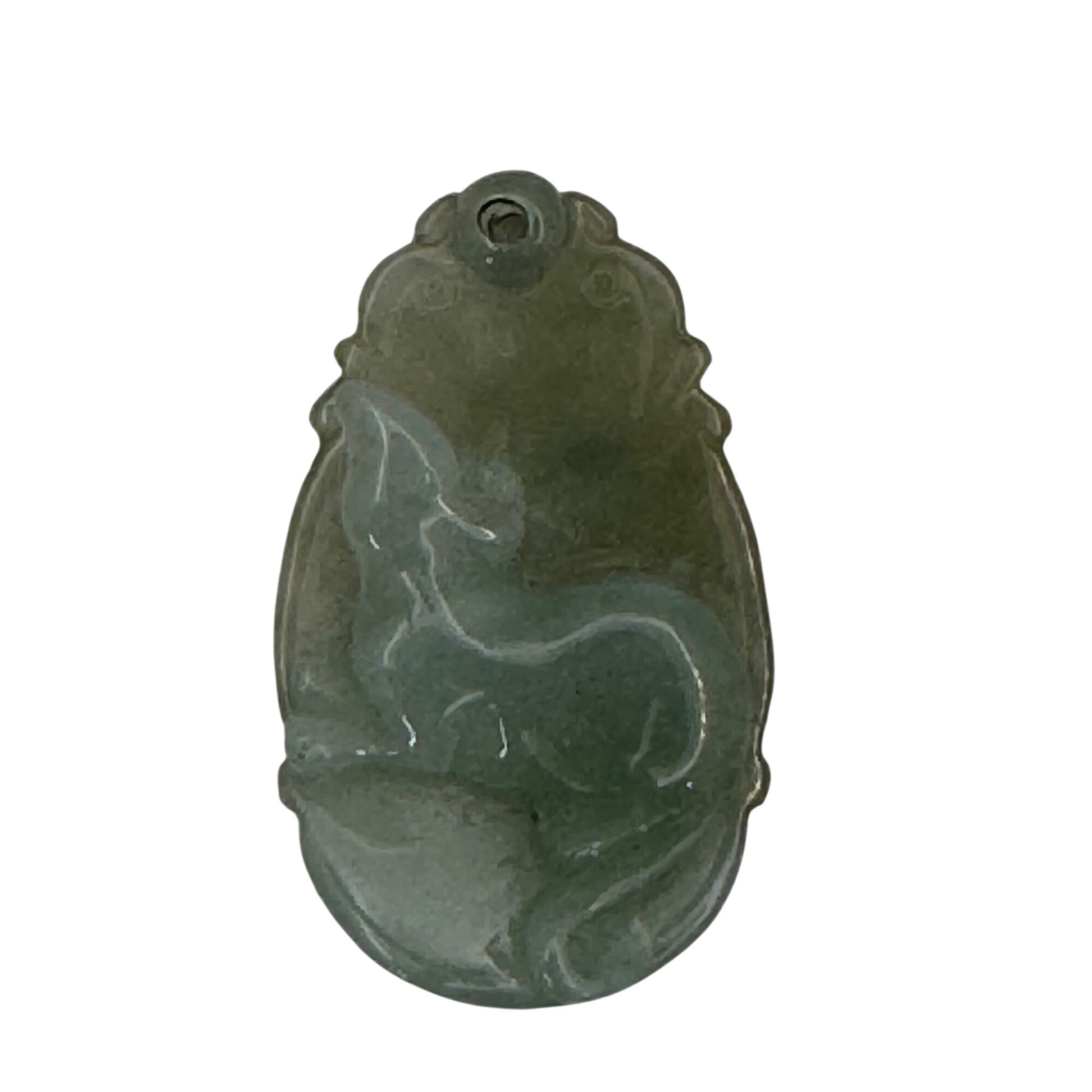 Vintage Carved Green Jade Rat Mouse Pendant - Chinese Zodiac Lucky Amulet 1.5"
