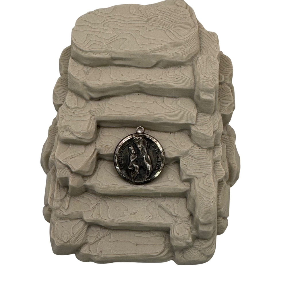 St Anne Ann De Beaupre French Silver Relic Religious Medal Pendant France Vtg