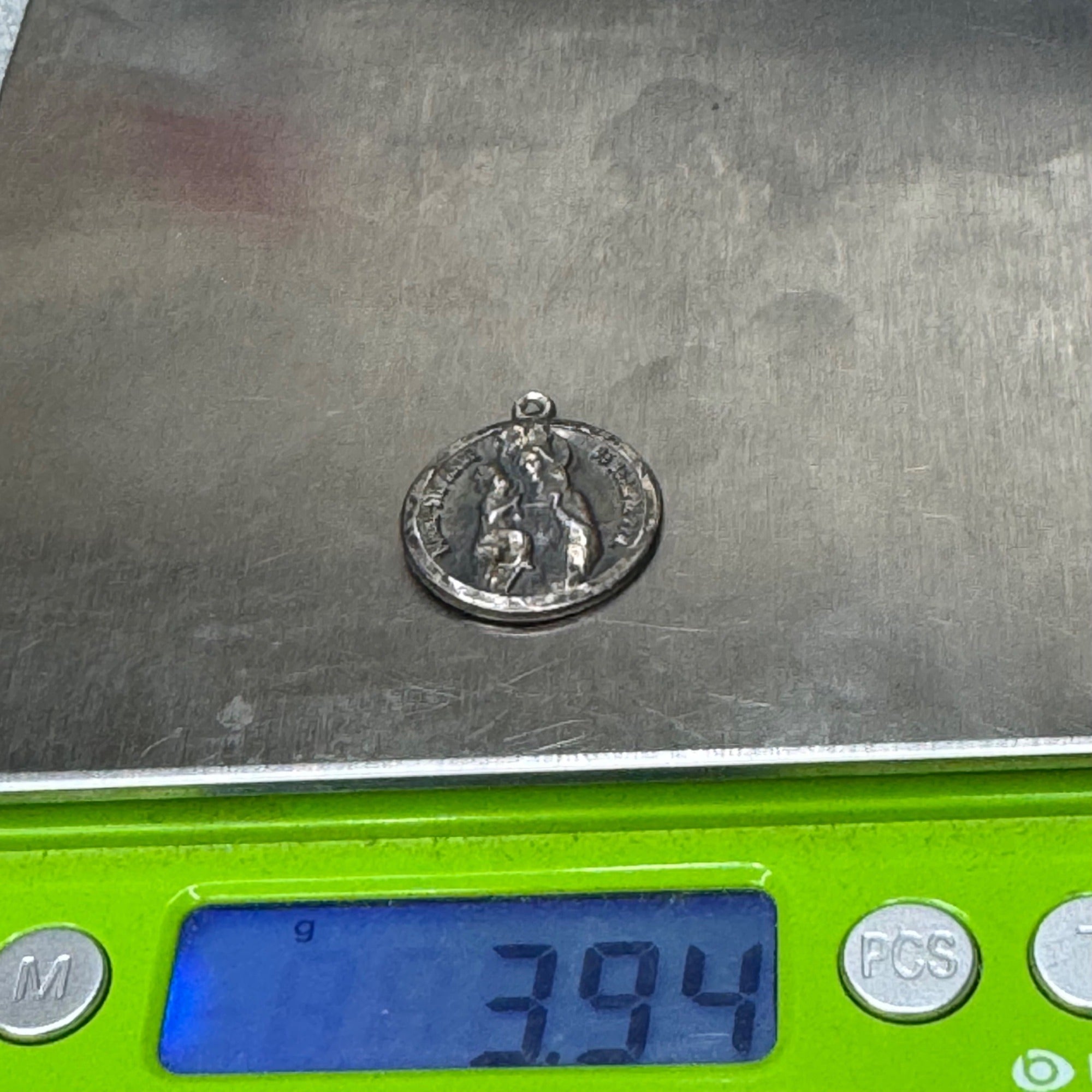 St Anne Ann De Beaupre French Silver Relic Religious Medal Pendant France Vtg