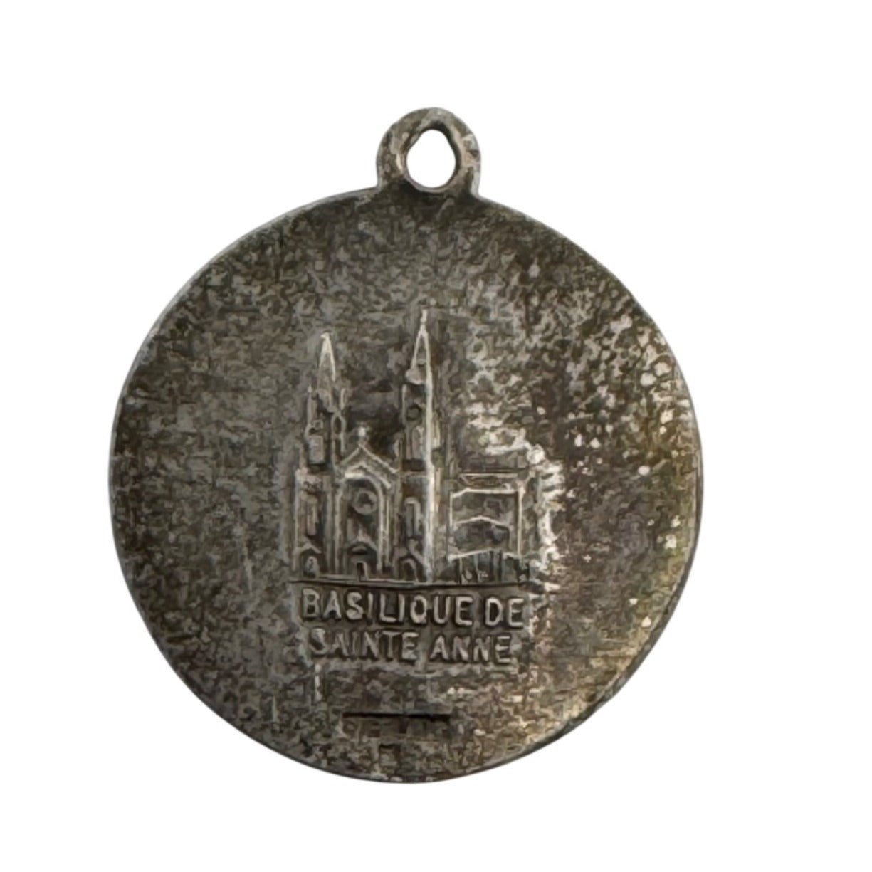 St Anne Ann De Beaupre French Silver Relic Religious Medal Pendant France Vtg
