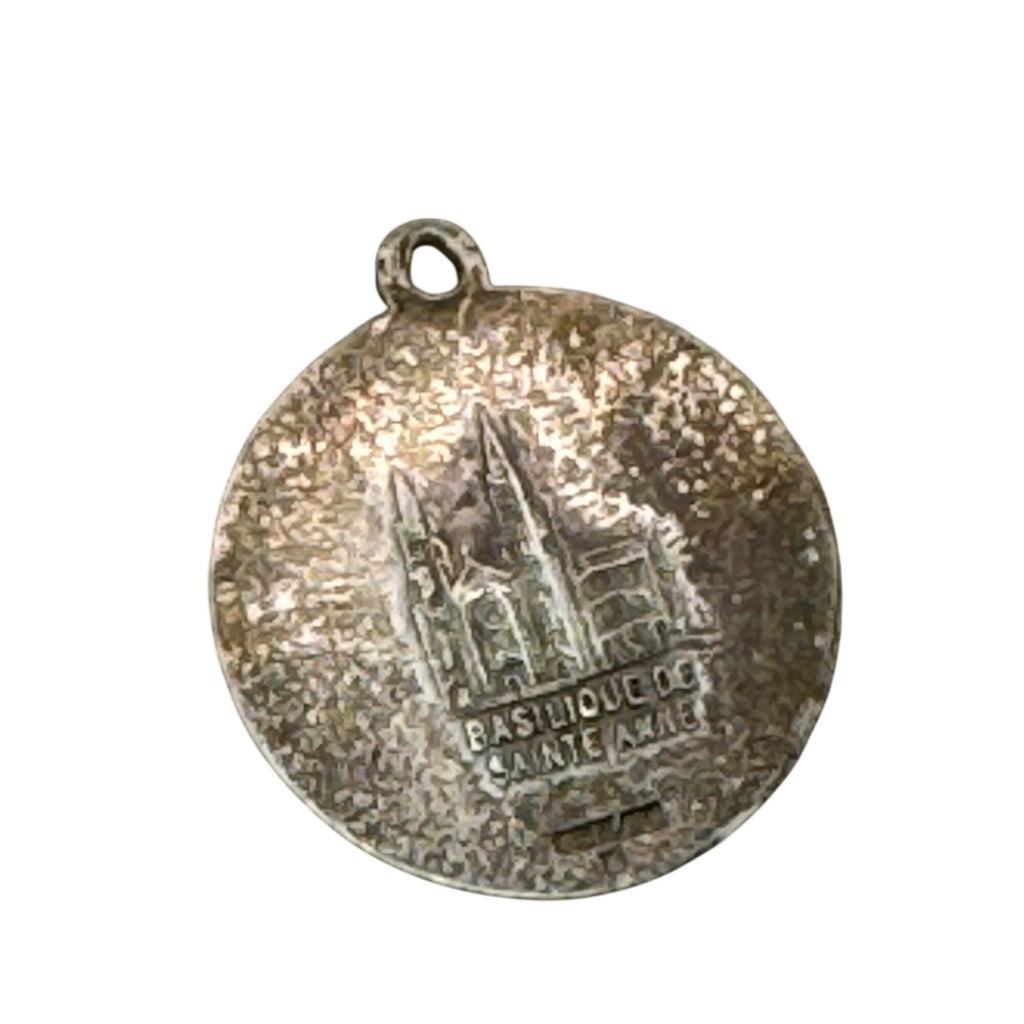 St Anne Ann De Beaupre French Silver Relic Religious Medal Pendant France Vtg