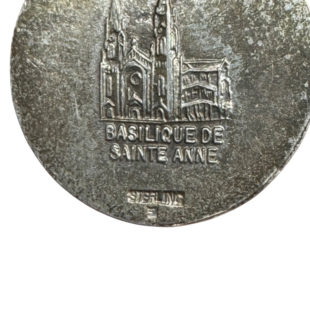 St Anne Ann De Beaupre French Silver Relic Religious Medal Pendant France Vtg