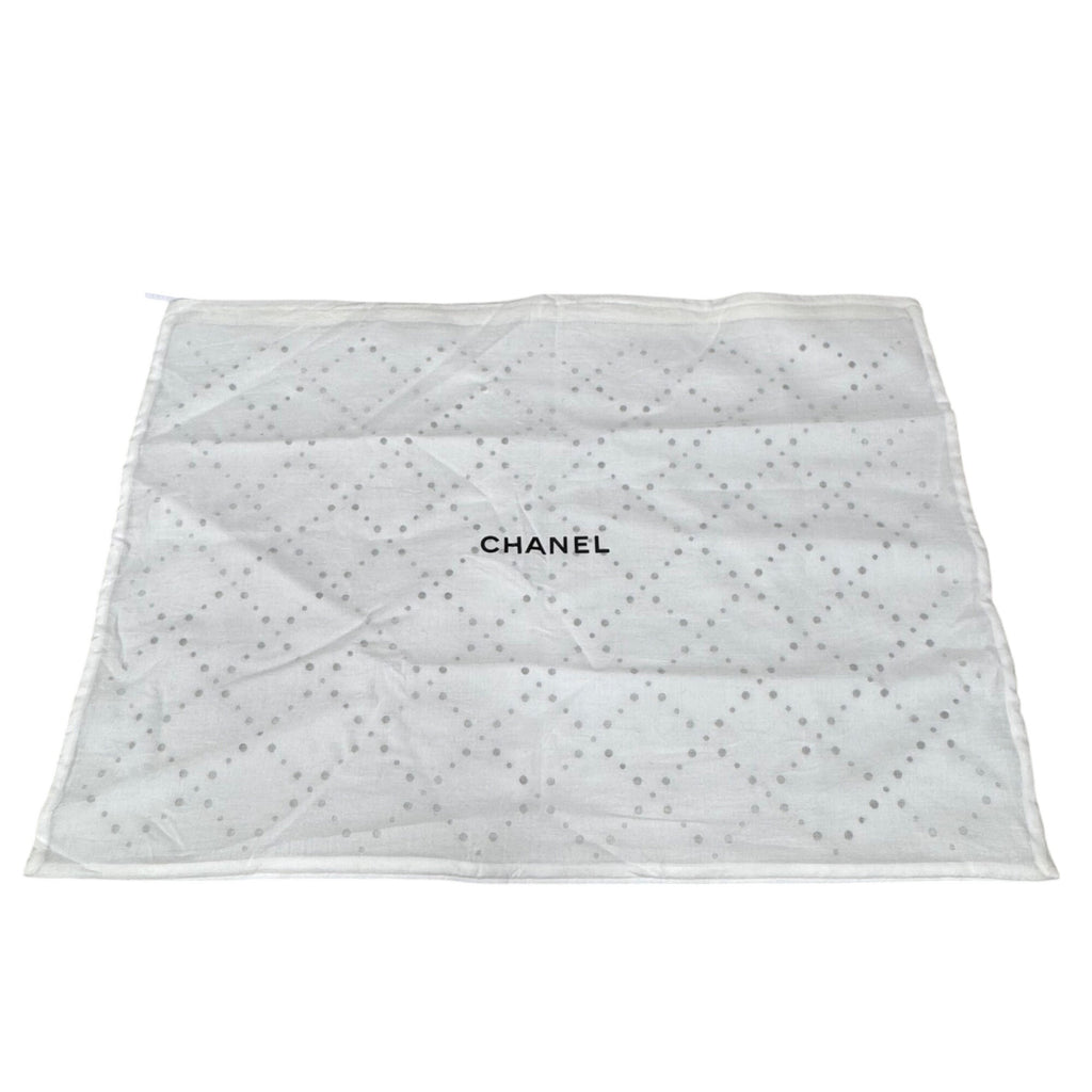 Chanel White Cotton Dust Bag Zipper For Purse Handbag 18” X 13" Storage Gift