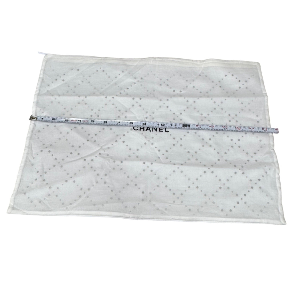 Chanel White Cotton Dust Bag Zipper For Purse Handbag 18” X 13" Storage Gift
