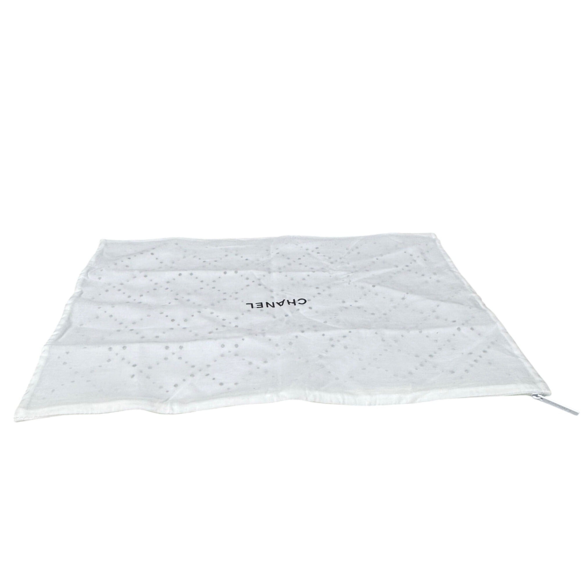 Chanel White Cotton Dust Bag Zipper For Purse Handbag 18” X 13" Storage Gift
