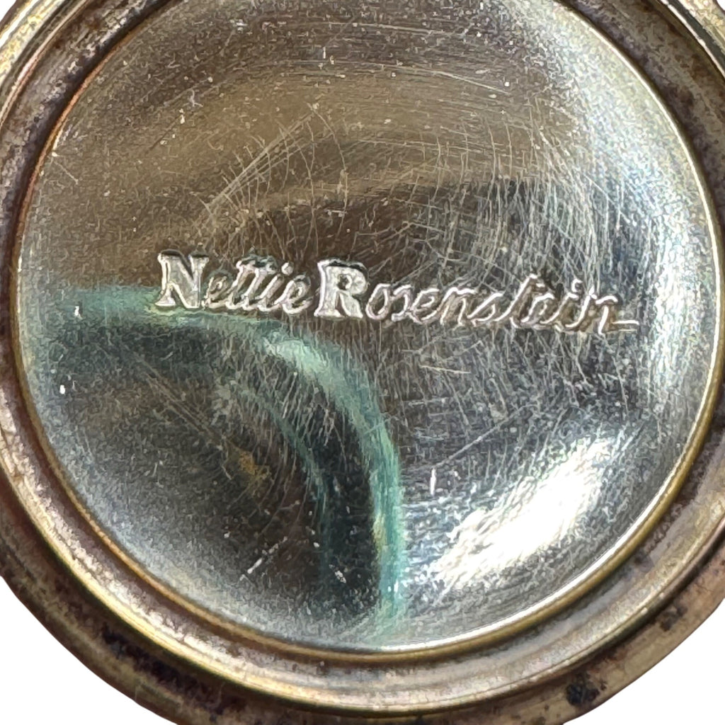 Vintage Nettie Rosenstein Blue Enameled Pill Box Compact Blue & Gold Star 1.5"