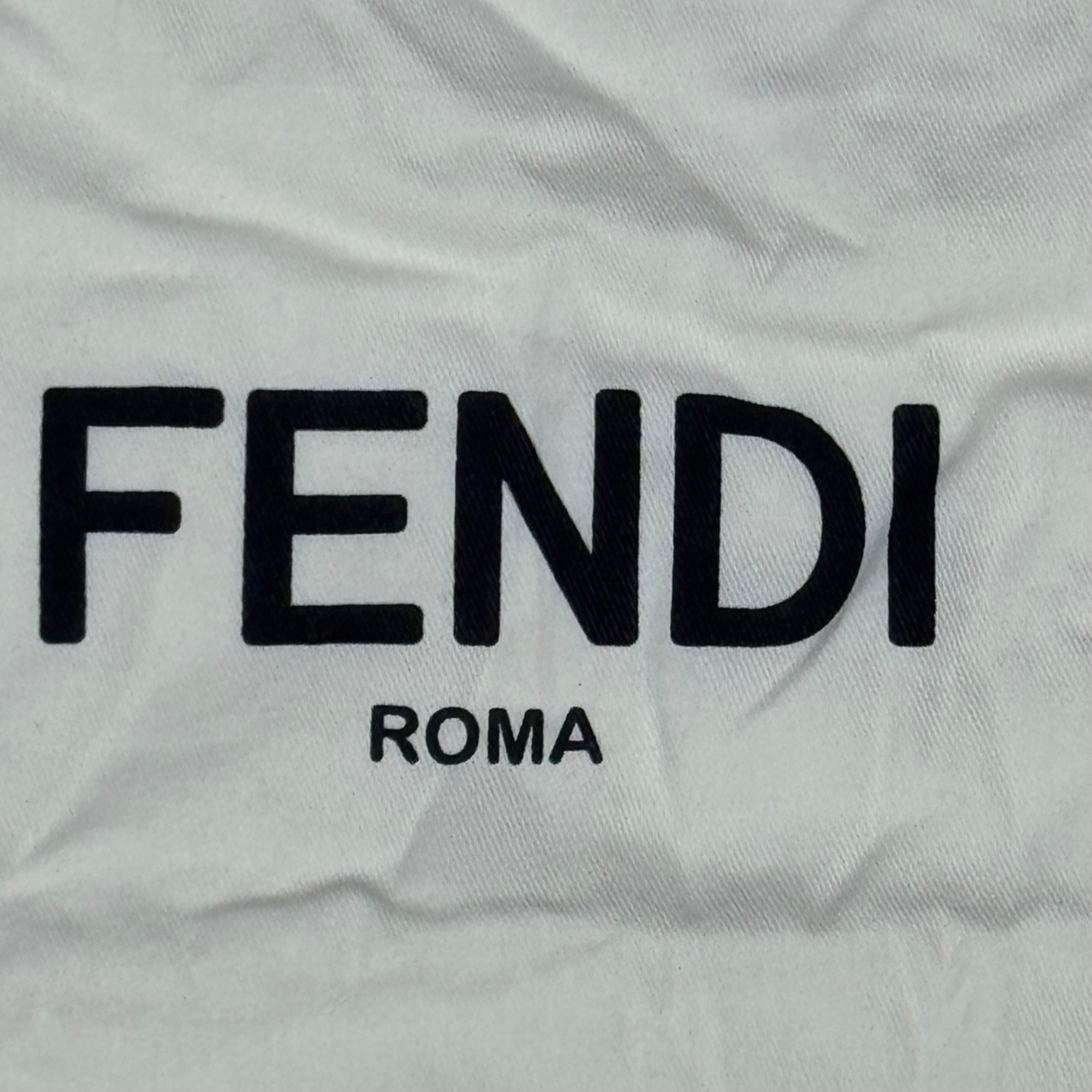 Fendi Roma White Cotton Dust Bag 17"x13" Clutch Purse Handbags Storage Authentic