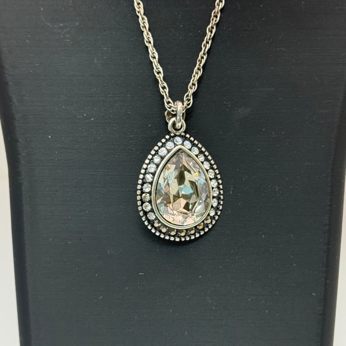 Brighton Raindrops NEW Necklace Silver-Tone Pendant Swarovski Rhinestones