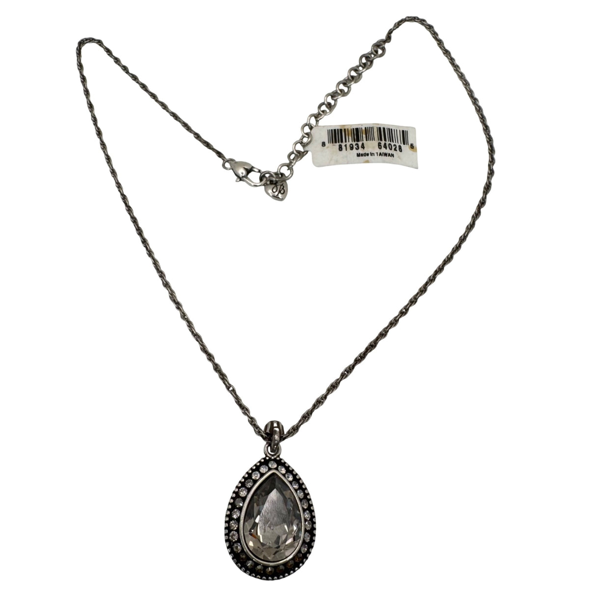Brighton Raindrops NEW Necklace Silver-Tone Pendant Swarovski Rhinestones