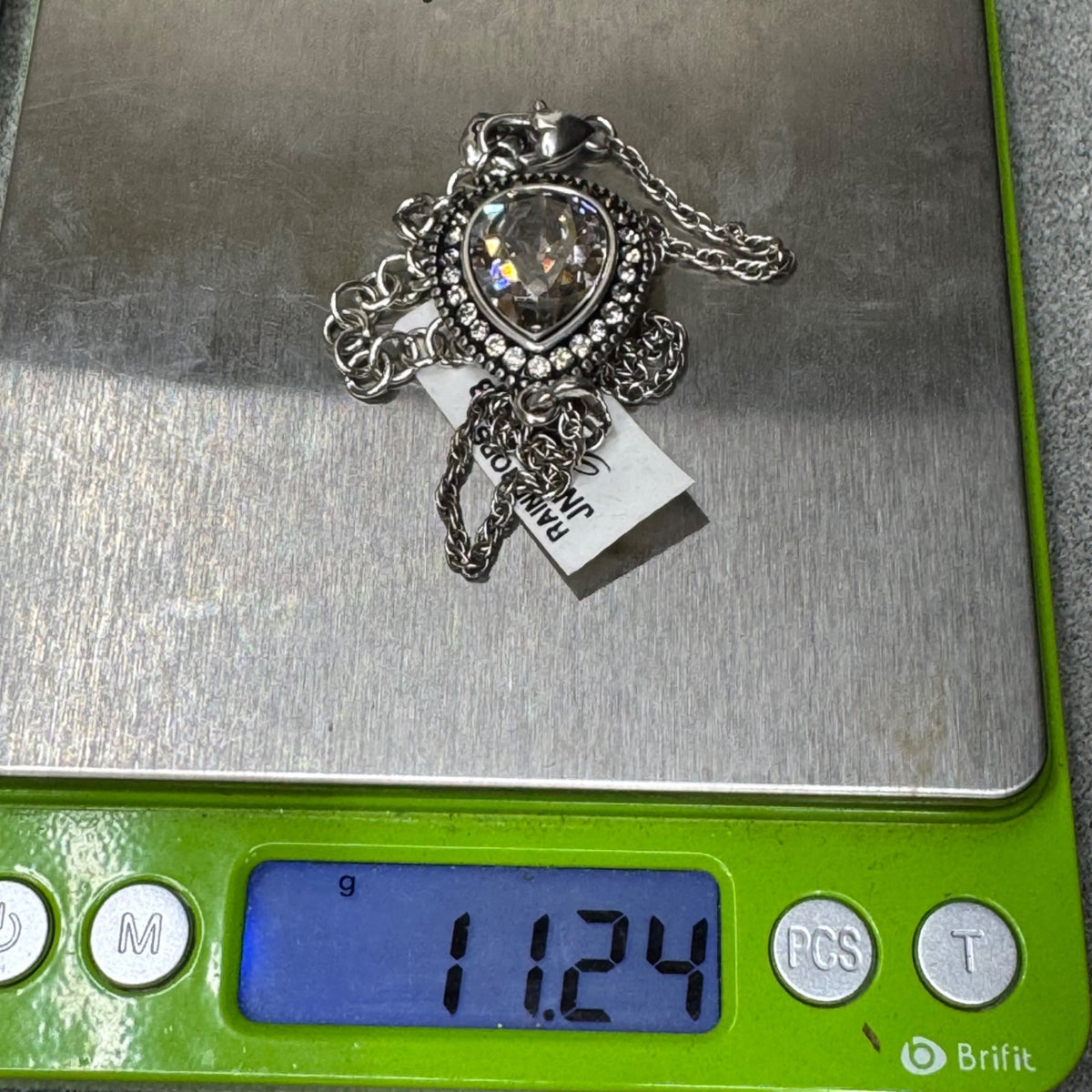 Brighton Raindrops NEW Necklace Silver-Tone Pendant Swarovski Rhinestones