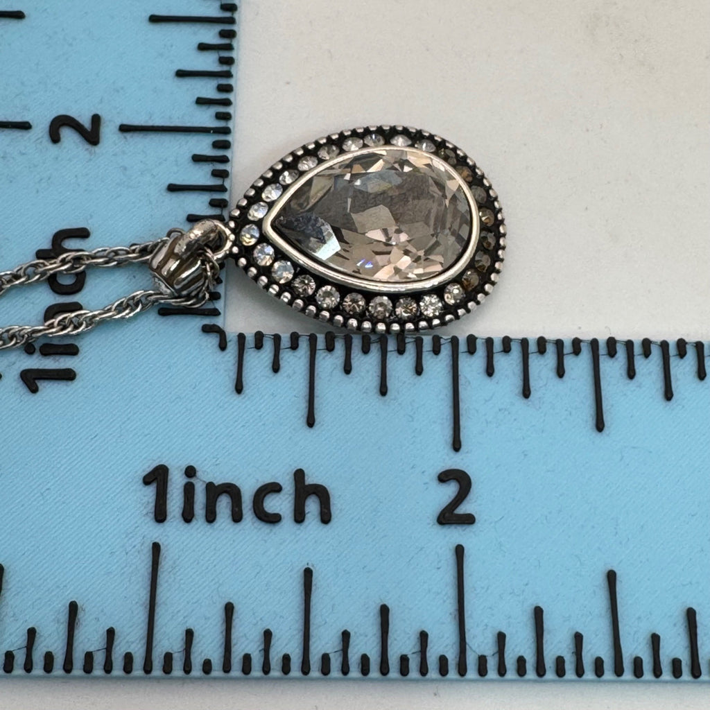 Brighton Raindrops NEW Necklace Silver-Tone Pendant Swarovski Rhinestones