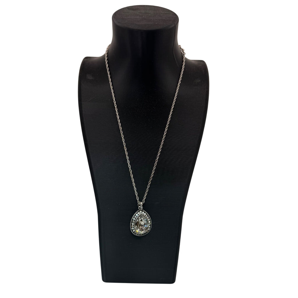 Brighton Raindrops NEW Necklace Silver-Tone Pendant Swarovski Rhinestones