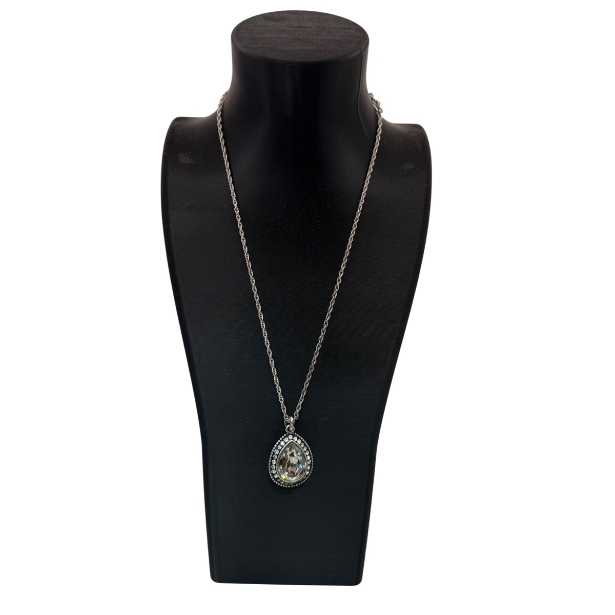 Brighton Raindrops NEW Necklace Silver-Tone Pendant Swarovski Rhinestones