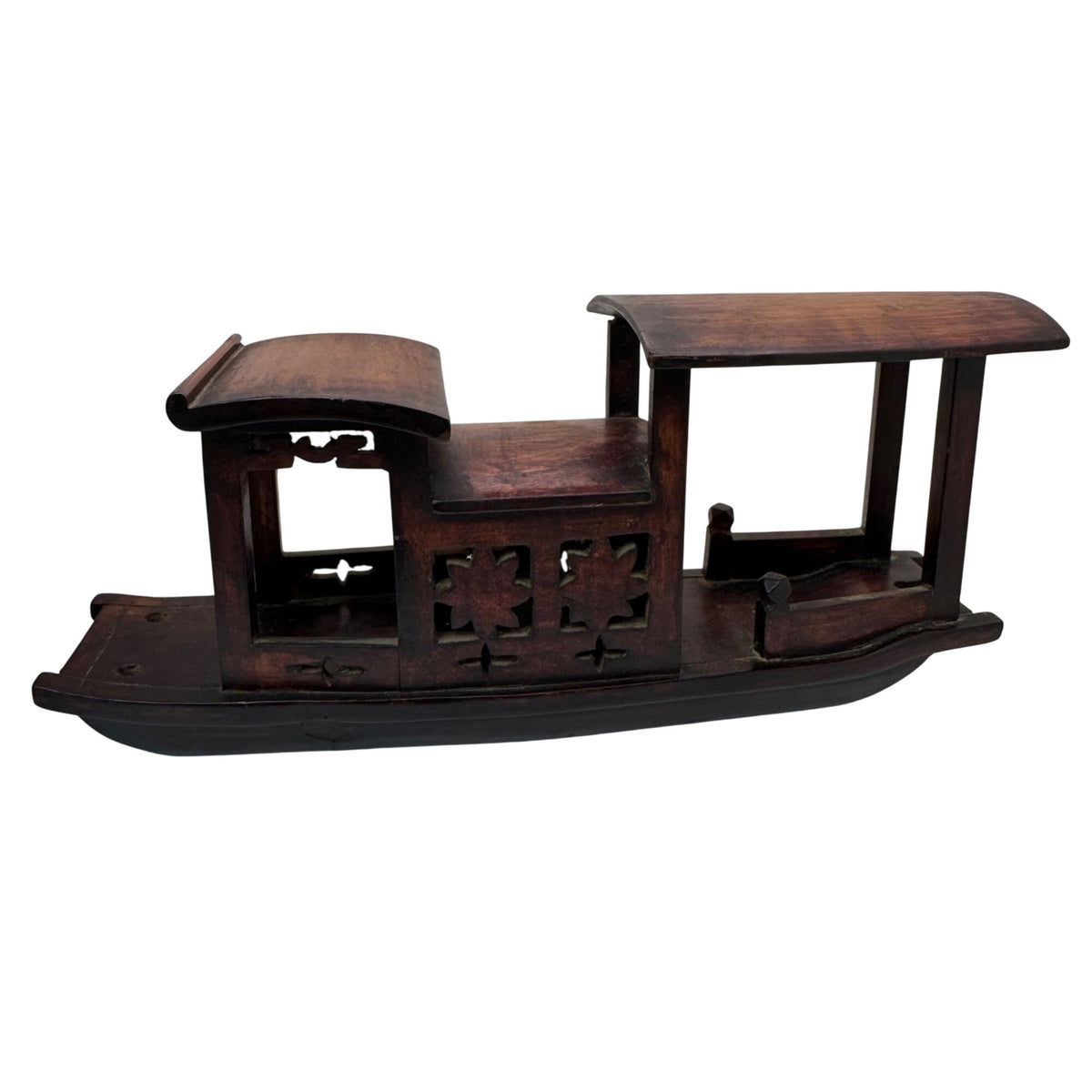 Carved Rosewood Boat Handcrafted Wooden Decorative Model Cutout Made China 10"