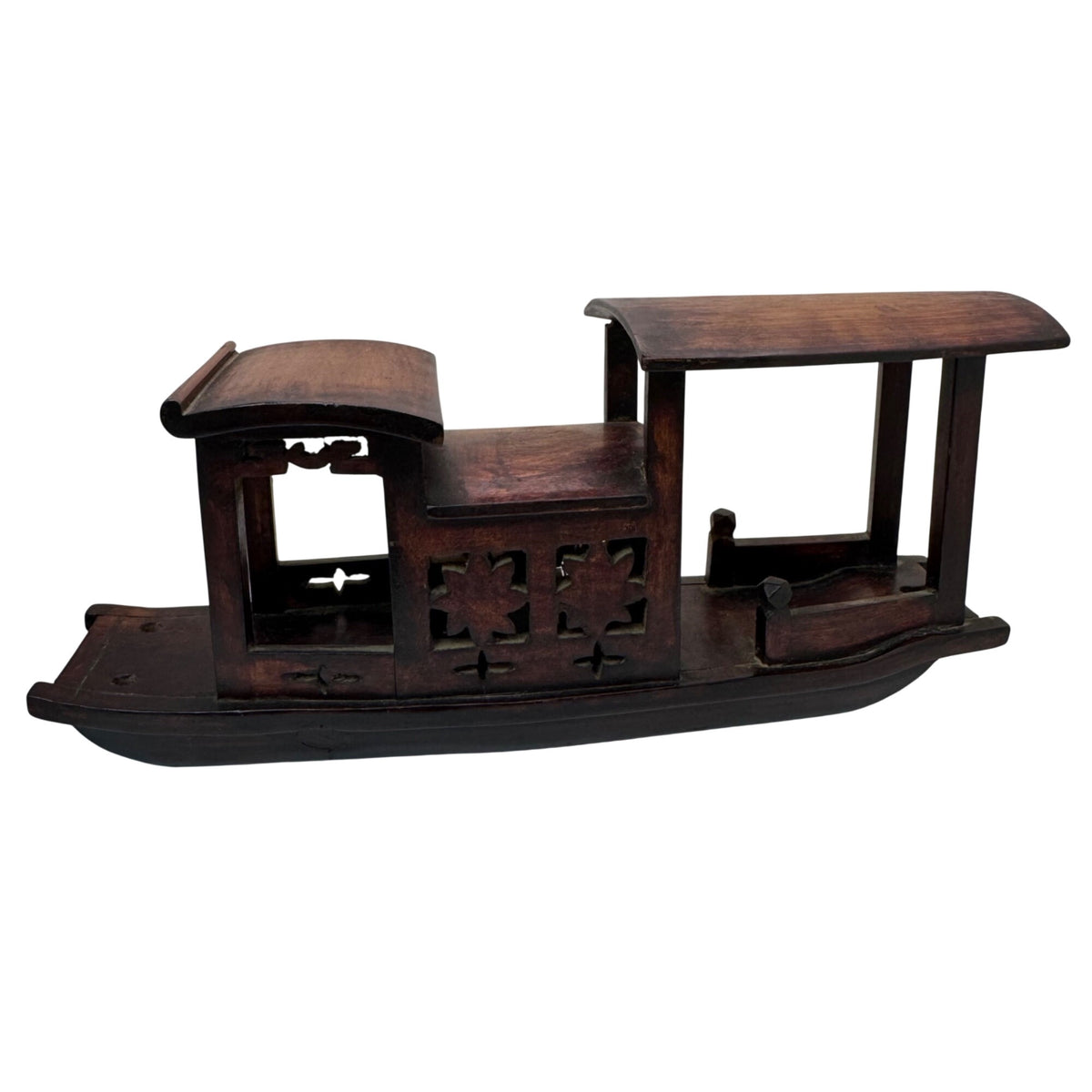 Carved Rosewood Boat Handcrafted Wooden Decorative Model Cutout Made China 10"