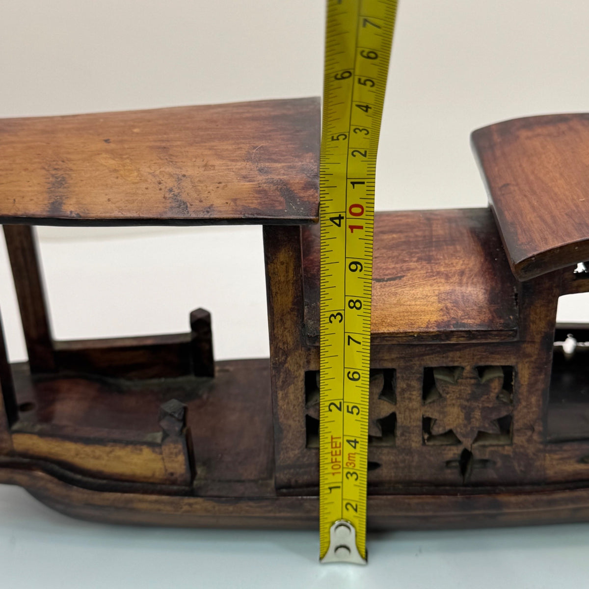 Carved Rosewood Boat Handcrafted Wooden Decorative Model Cutout Made China 10"