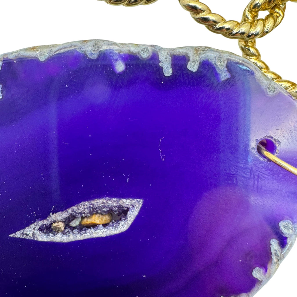Bellezza Italy Purple Geode Slice Gold-Tone Chain Necklace Agate Pendant 32"