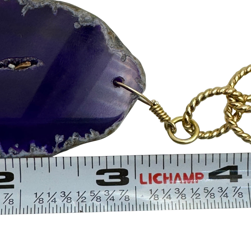 Bellezza Italy Purple Geode Slice Gold-Tone Chain Necklace Agate Pendant 32"