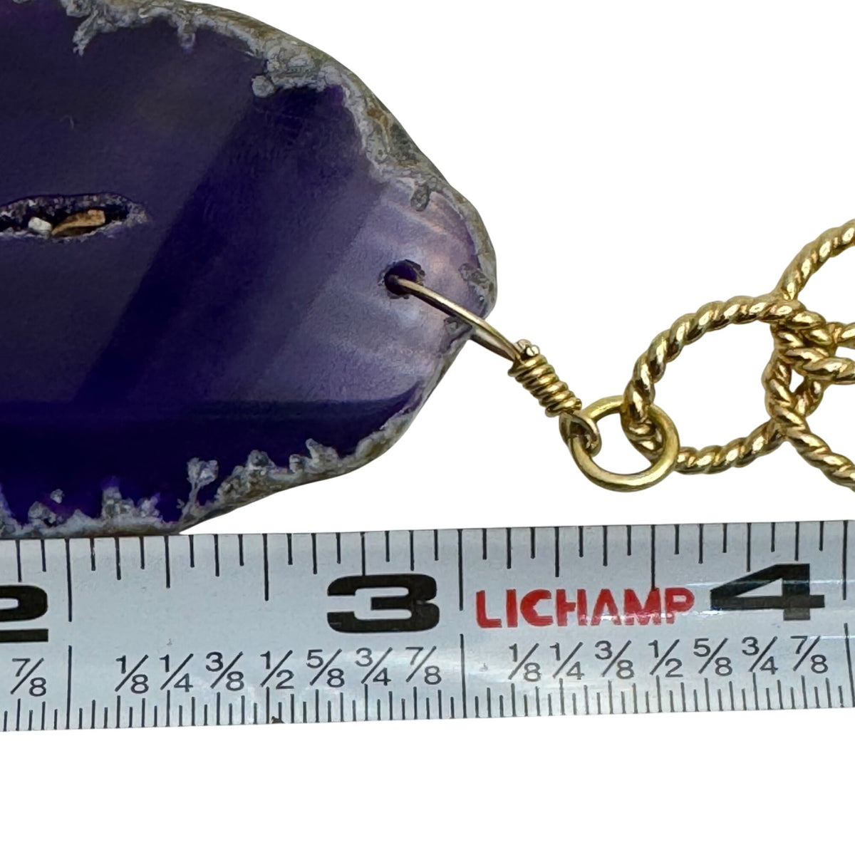 Bellezza Italy Purple Geode Slice Gold-Tone Chain Necklace Agate Pendant 32"