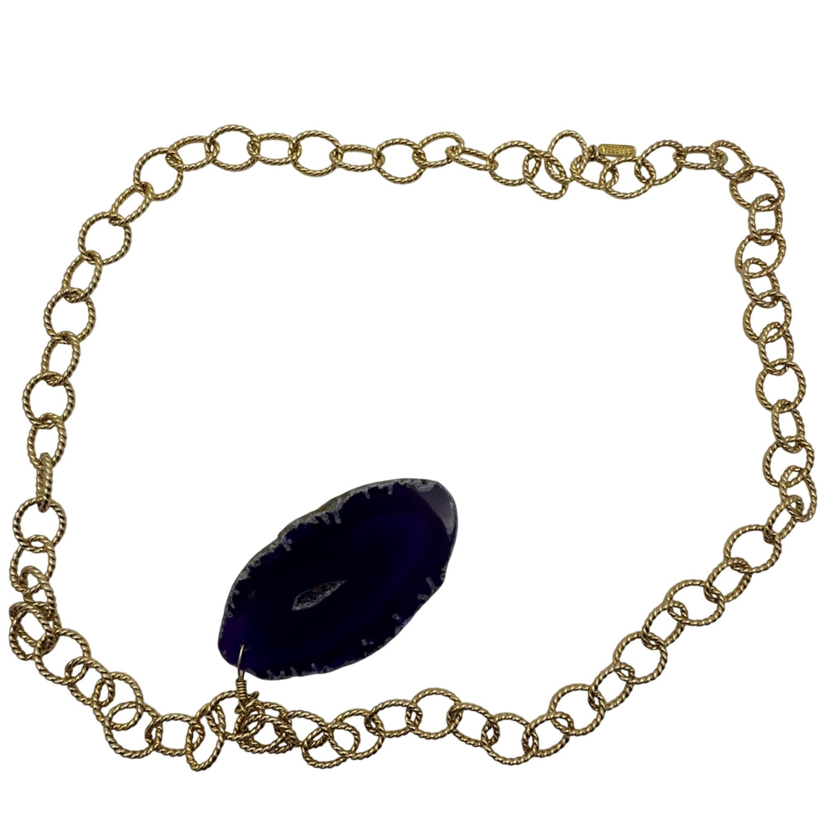 Bellezza Italy Purple Geode Slice Gold-Tone Chain Necklace Agate Pendant 32"