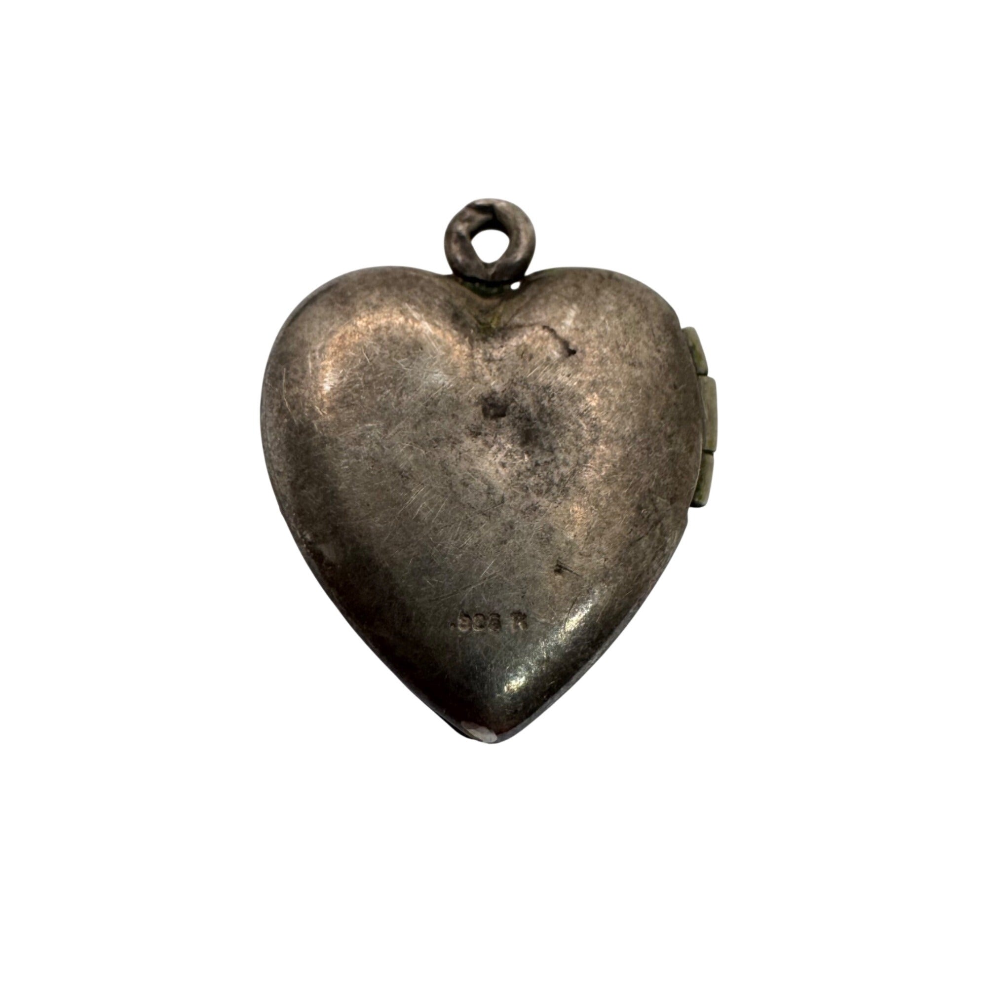 Vintage Heart Sterling Silver Angel Watch Over Protect me Locket Pendant 3.5g 1"